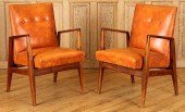 PAIR UPHOLSTERED ARM CHAIRS MA