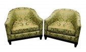PAIR UPHOLSTERED BARREL CLUB C