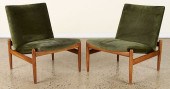 PAIR UPHOLSTERED CHAIRS WOOD L