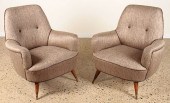 PAIR UPHOLSTERED CLUB CHAIRS M