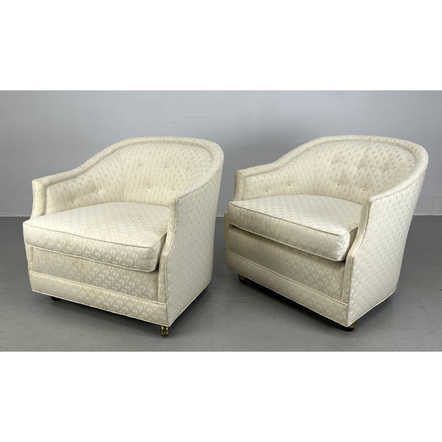 Pair Upholstered Club Lounge Chairs