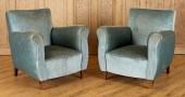 PAIR UPHOLSTERED FRENCH BOUDOI