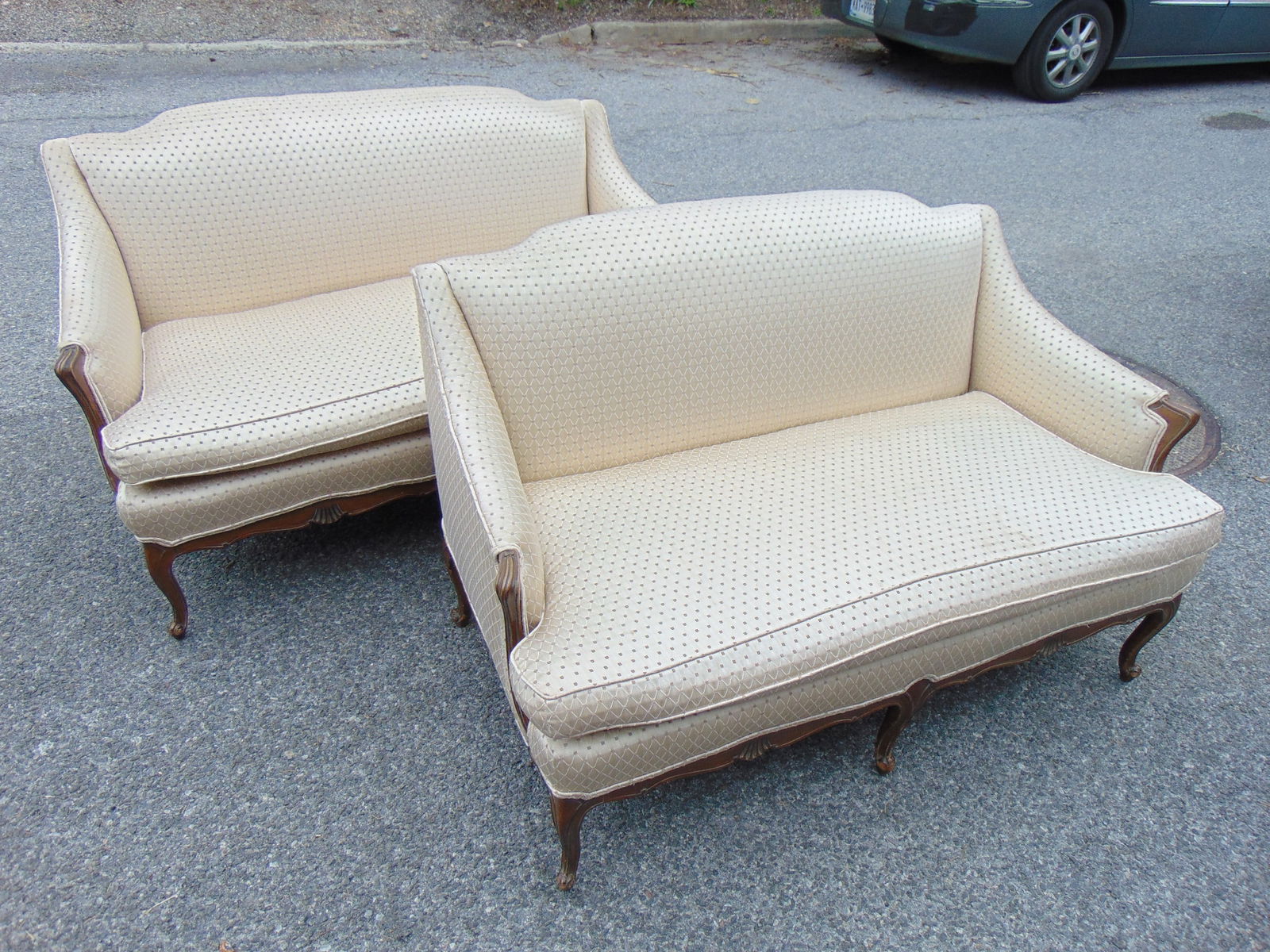 PAIR UPHOLSTERED LOVESEATS WITH