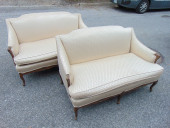PAIR UPHOLSTERED LOVESEATS WIT