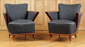PAIR UPHOLSTERED MID CENTURY M