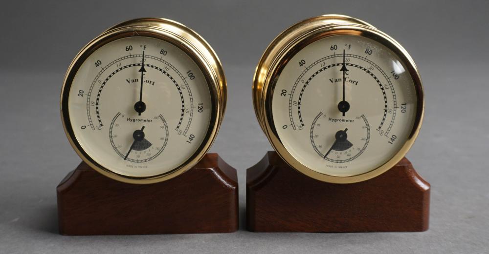 PAIR VAN CORT BRASS HYGROMETERS