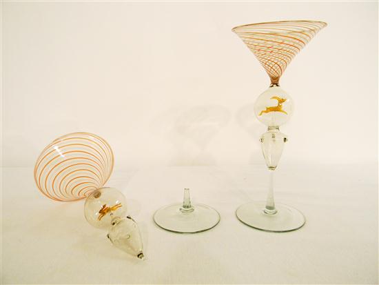 Pair Venetian blown glass wines 