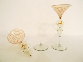 Pair Venetian blown glass wine