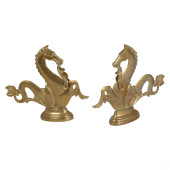 PAIR VENETIAN BRASS SEA HORSE
