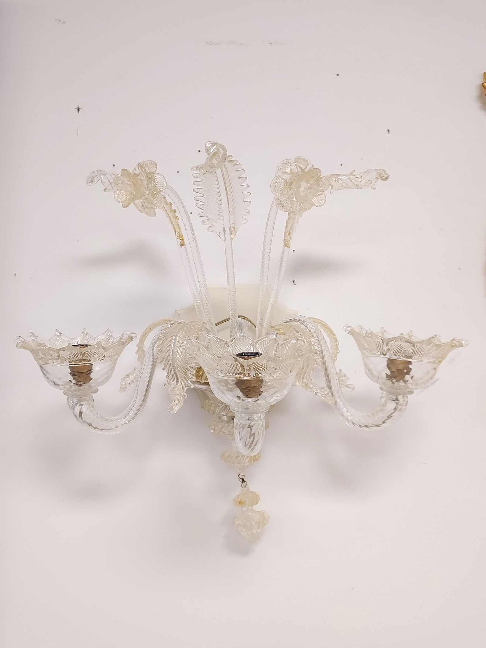 PAIR VENETIAN FLORAL GOLD FUMED