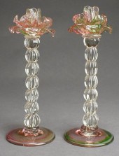 PAIR VENETIAN FLORIFORM GLASS