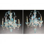 PAIR VENETIAN GLASS 6-LIGHT CH