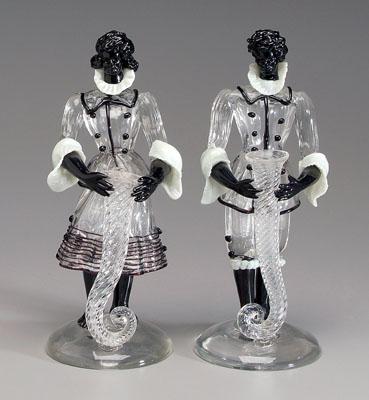 Pair Venetian glass blackamoors: