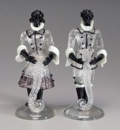 Pair Venetian glass blackamoor