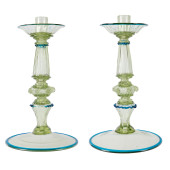 PAIR VENETIAN GLASS CANDLESTIC