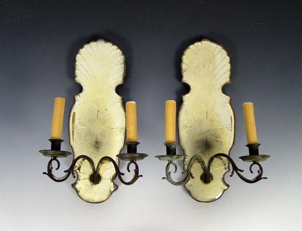 PAIR VENETIAN GLASS MIRRORED