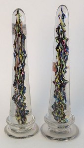 PAIR VENETIAN GLASS OBELISKS,