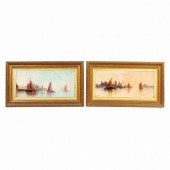 PAIR, VENETIAN OILS BY HUEY, G