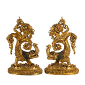 PAIR VERY RARE TIBETAN BRONZE-