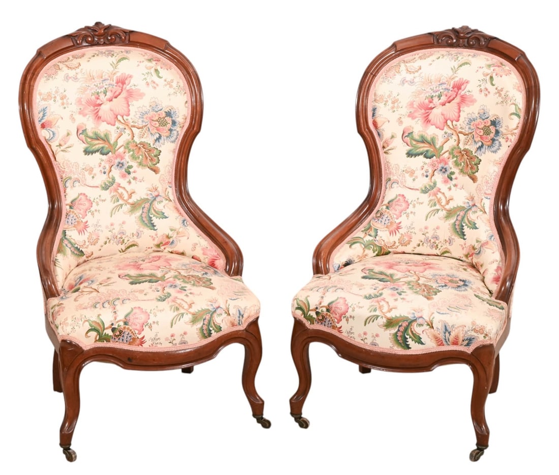 PAIR VICTORIAN CARVED FLORAL