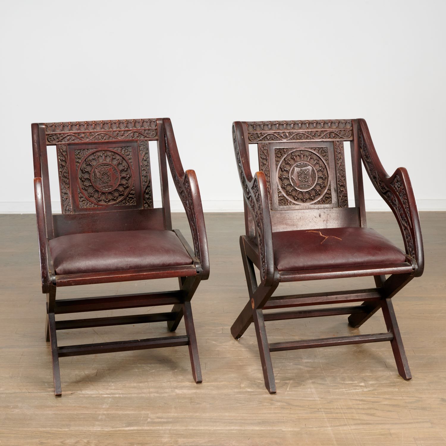 PAIR VICTORIAN CARVED OAK