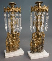 PAIR VICTORIAN CAST BRASS AND