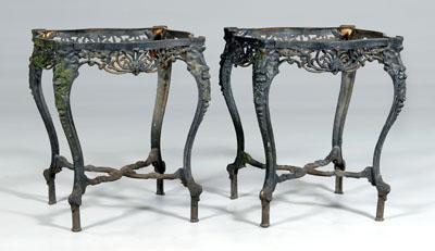 Pair Victorian cast iron tables: