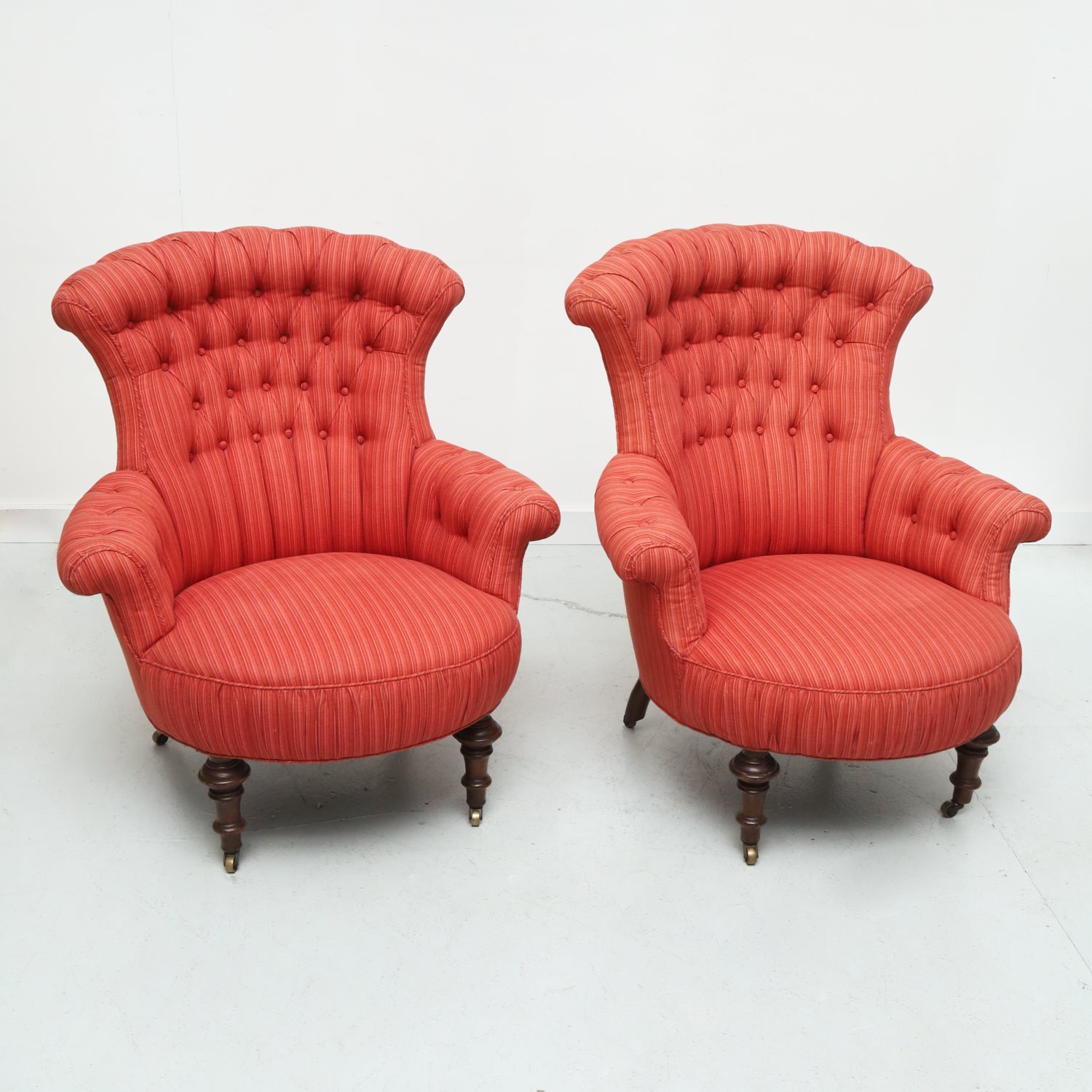 PAIR VICTORIAN CUSTOM UPHOLSTERED