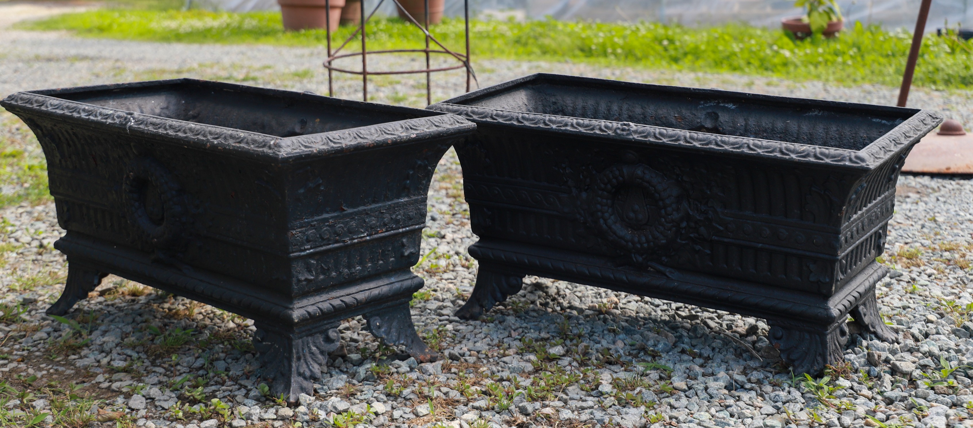 Pair Victorian ebonized metal