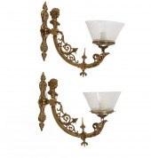 PAIR VICTORIAN GILT BRONZE FIG