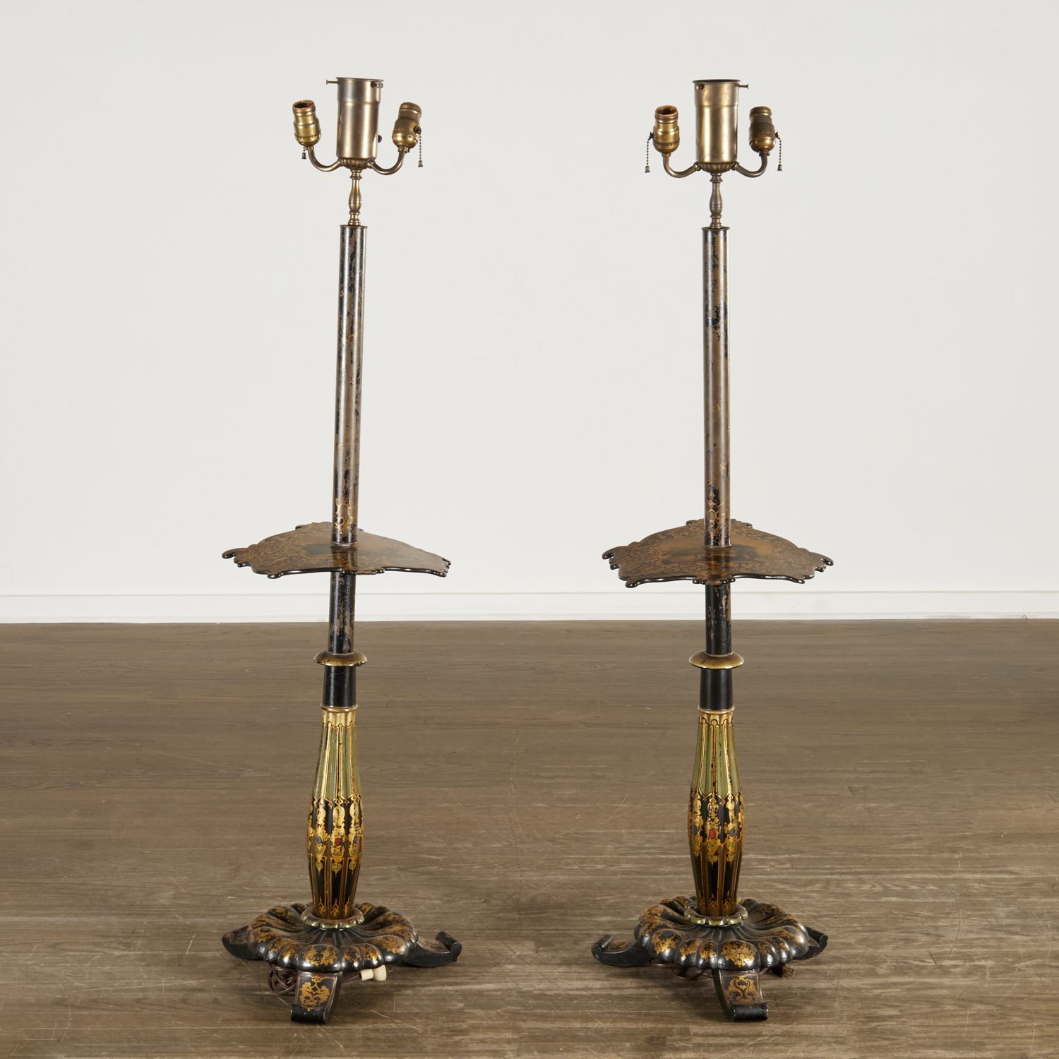 PAIR VICTORIAN PAPIER MACHE FLOOR