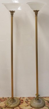 PAIR VICTORIAN STYLE BRASS AND
