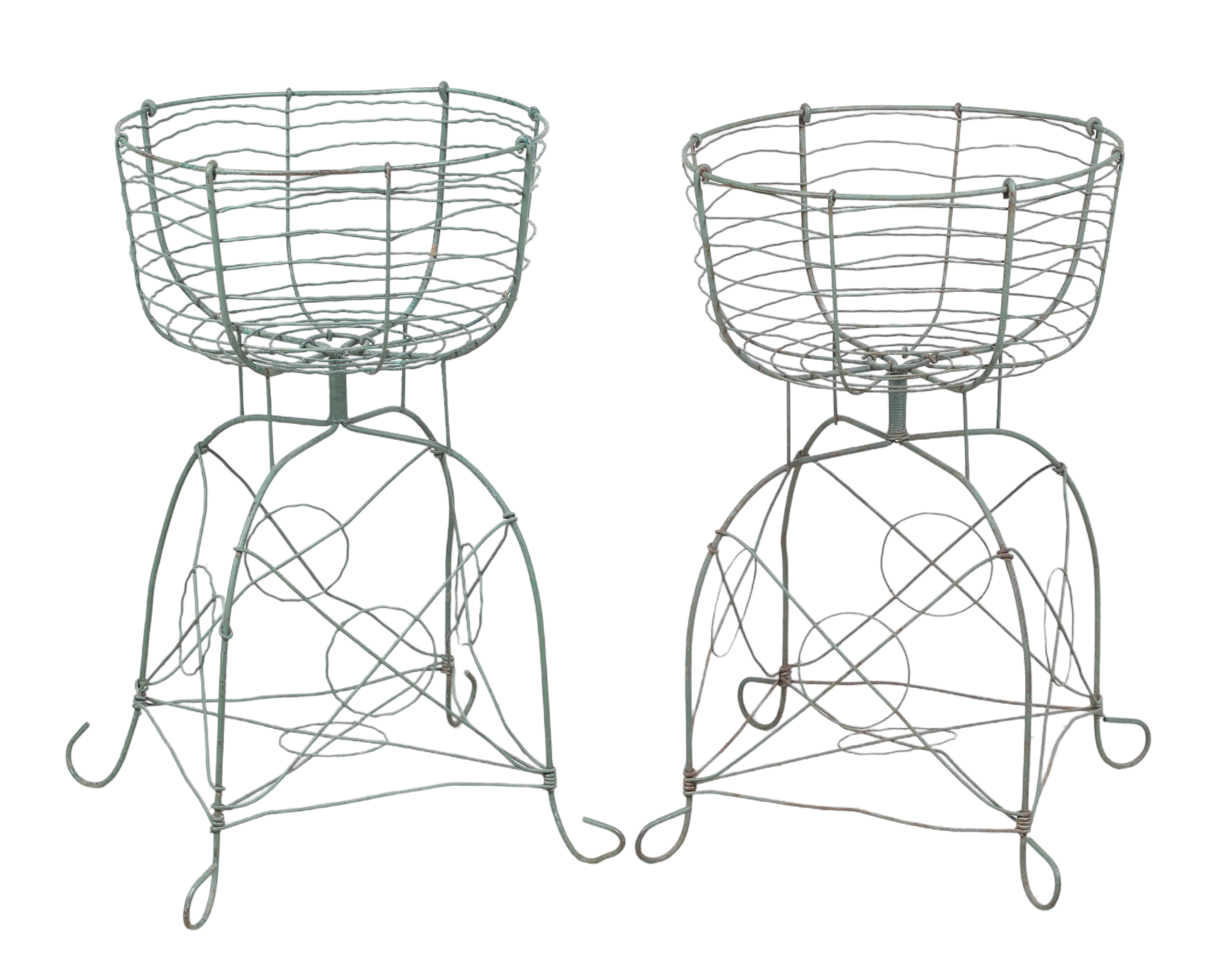 Pair Victorian wired planters,