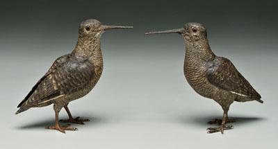 Pair Vienna bronze woodcocks: