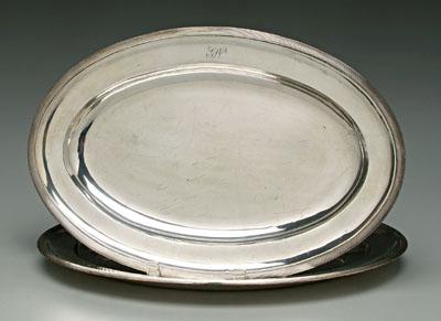 Pair Viennese silver trays, oval