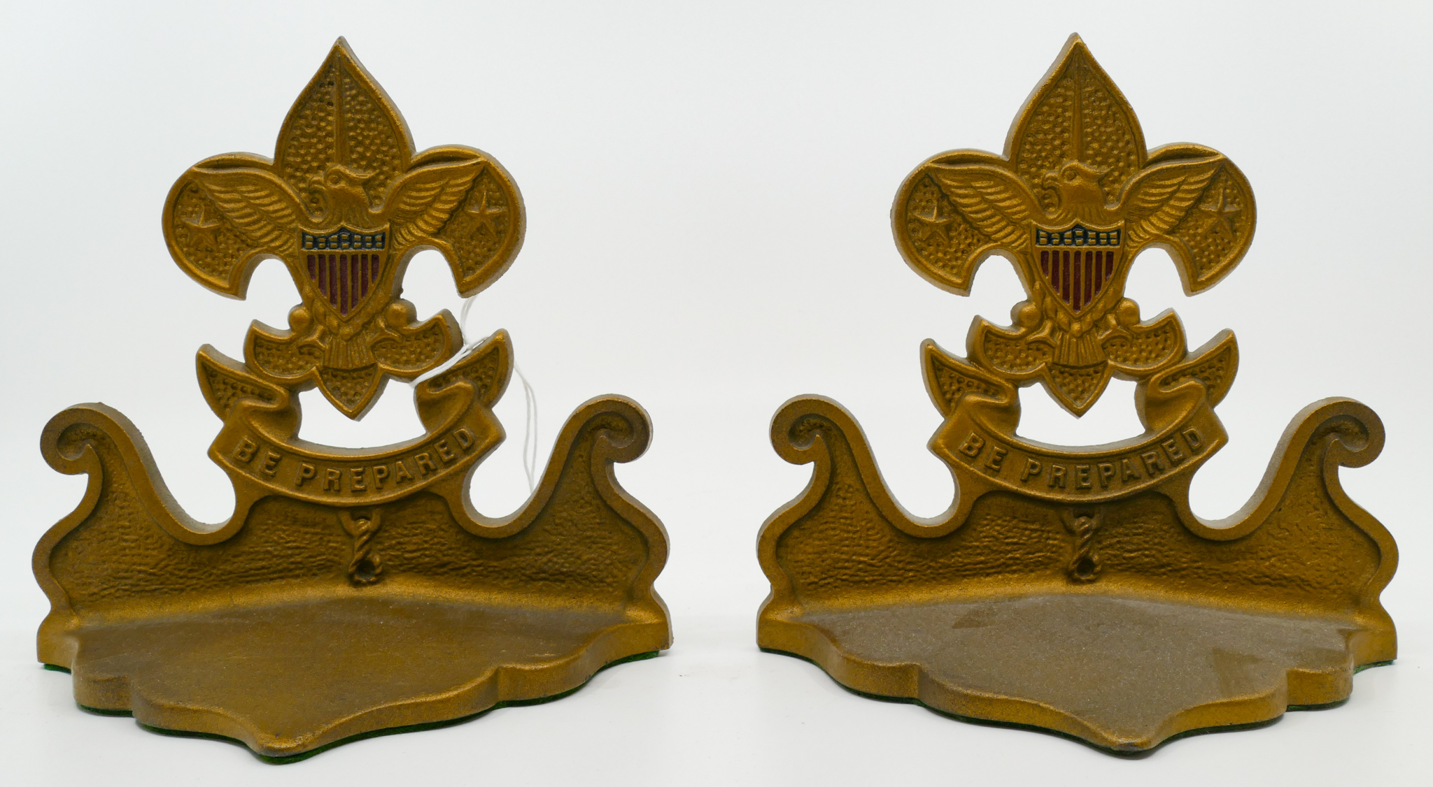 Pair Vintage Boy Scout Cast Iron