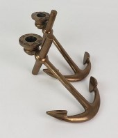 PAIR VINTAGE BRASS ANCHOR STAR