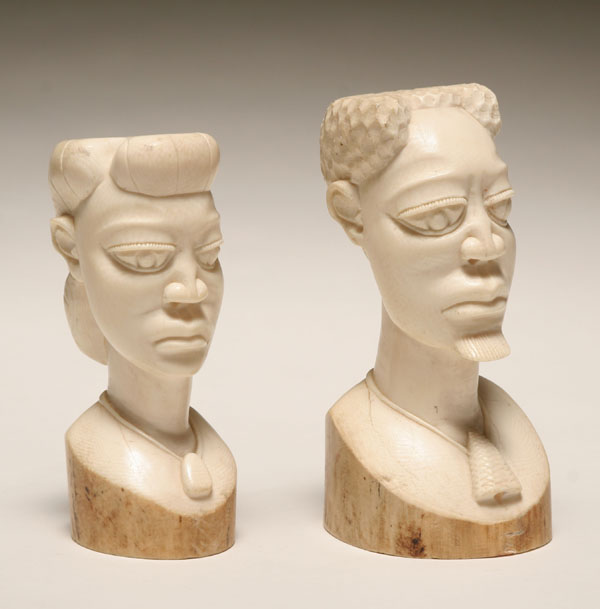 Pair vintage carved ivory African