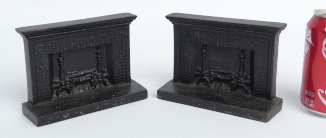 Pair vintage cast iron fireplace