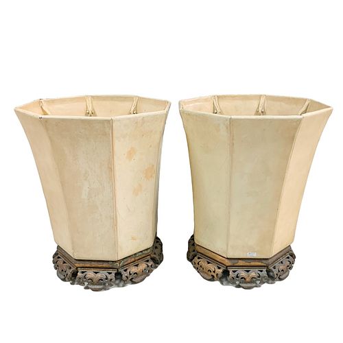 PAIR VINTAGE CHINESE HEAVY PALACE