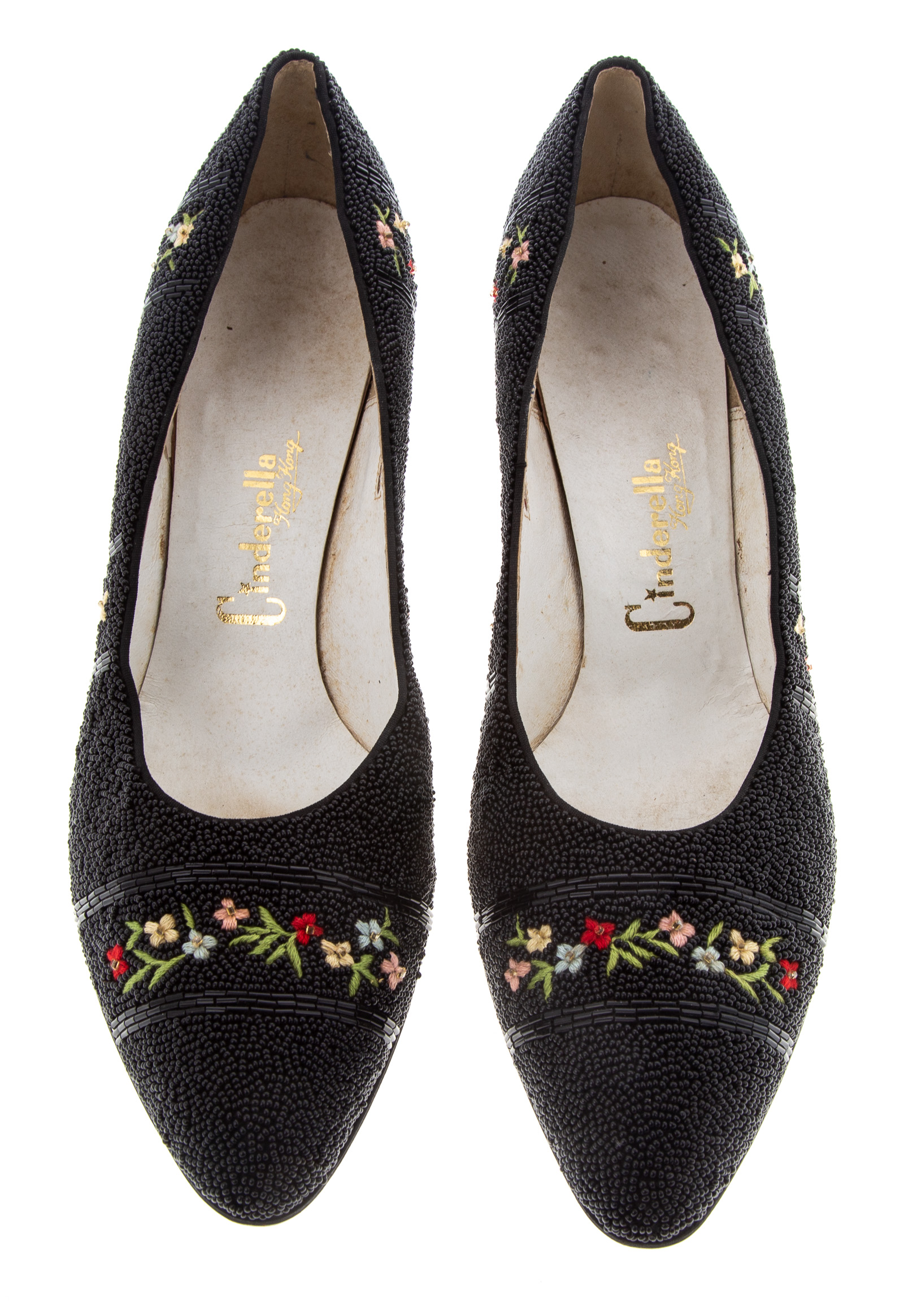 PAIR VINTAGE CINDERELLA BEADED