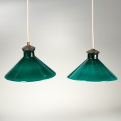PAIR VINTAGE CONICAL GREEN GLA