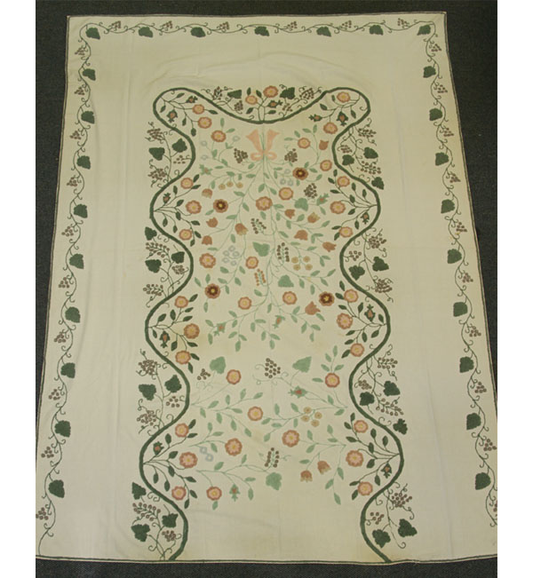 Pair vintage crewel bedspreads;