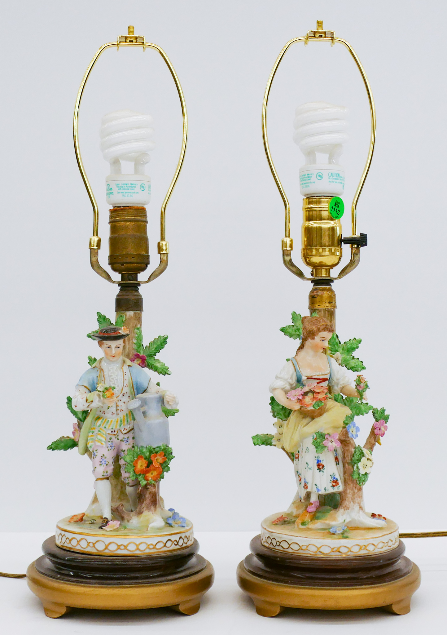 Pair Vintage Dresden Figural