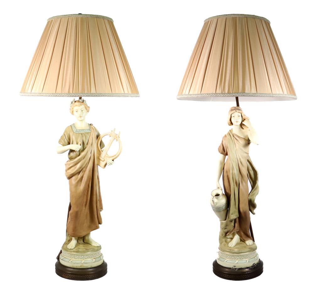 PAIR, VINTAGE FIGURAL PORCELAIN
