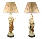 PAIR, VINTAGE FIGURAL PORCELAI
