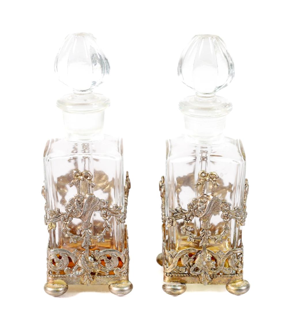 PAIR, VINTAGE FILIGREE AND GLASS
