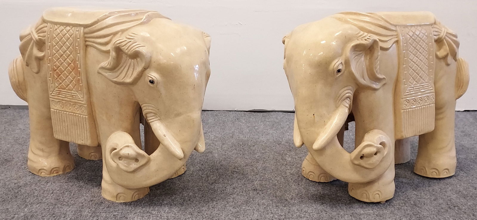 PAIR VINTAGE GLAZED CERAMIC