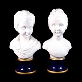 PAIR, VINTAGE KPM BISQUE PORCE