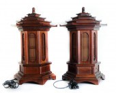 PAIR, VINTAGE PAGODA FORM WOOD